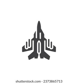 Air Force Jet vector icon. filled flat sign for mobile concept and web design. Fighter jet glyph icon. Symbol, logo illustration. Vector graphics