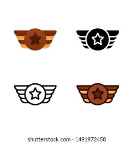 Air Force Logo icon in four style glyph, line, flat and filled line