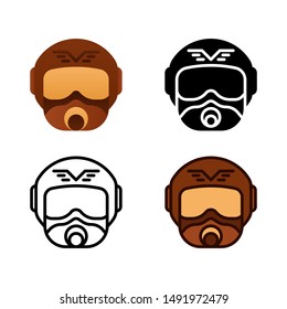 Air Force Logo icon in four style glyph, line, flat and filled line