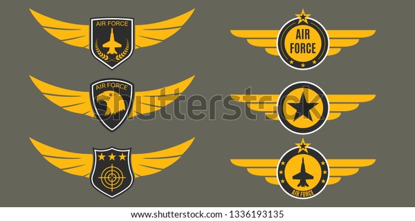 Air Force Logo Wings Shields Stars: vector de stock (libre de regalías)  1336193135 | Shutterstock