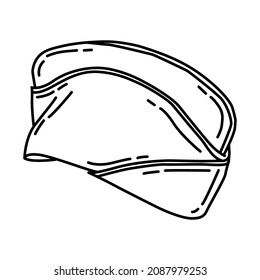 Air Force Men's Flight Cap Part of Military and Air Force Equipments Hand Drawn Icon Set Vector.