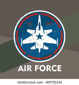 Air force - military stamp, label, sign. Vector art.