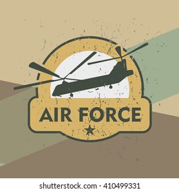 Air force military stamp, label, sign. Vector art.