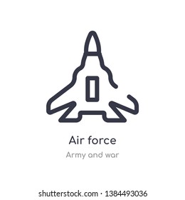 air force outline icon. isolated line vector illustration from army and war collection. editable thin stroke air force icon on white background