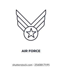 air force outline icon. Linear vector from army and military concept. Thin line air force icon isolated on white background