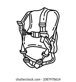 Air Force Pilot Harness Part of Military and Air Force Equipments Hand Drawn Icon Set Vector.