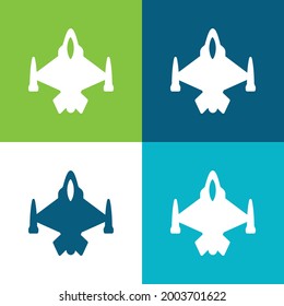 Avión de la Fuerza Aérea Plano de cuatro colores conjunto de iconos mínimo