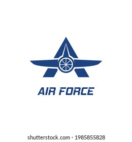 Air force plane military logo with a initial letter design