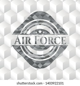 Air Force realistic grey emblem with geometric cube white background