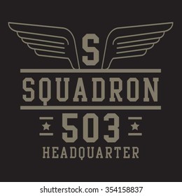 Air force squadron typography, t-shirt graphics, vectors