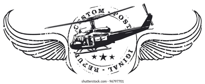 air force stamp shield with old helicopter