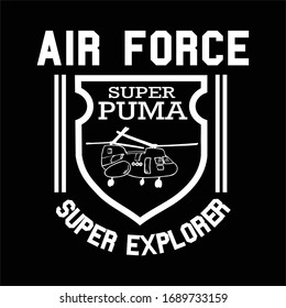 air force super explorer typography, vector illustration
