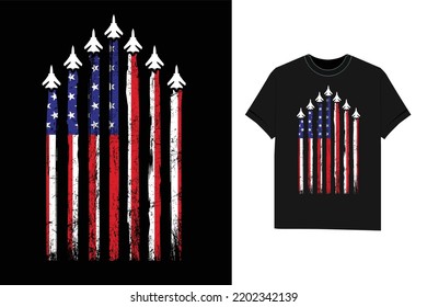 Air Force US Veterans 4th of July American Flag T-Shirt vector design