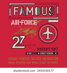 Air force vector graphic, T-Shirt design for kids.