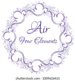 Air. Four elements. Beautiful round frame isolated on white background. Vector illustration.