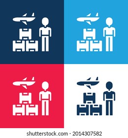 Air Freight blue and red four color minimal icon set