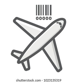 Air freight filled outline icon, logistic and delivery, air cargo sign vector graphics, a colorful line pattern on a white background, eps 10.