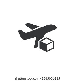 Air freight flat glyph icon. Perfect pixel on transparent background