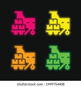 Air Freight Four Color Glowing Neon Vector Icon