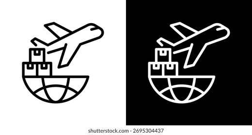 Ilustración vectorial de estilo de línea de icono de carga aérea