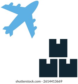 Air freight icon vector for express shipping, global delivery, and cargo by airplane. Ideal for international logistics, export import, and time-sensitive goods transport illustration.