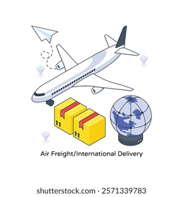 Air Freight International Delivery isometric Colored illustration. EPS File stock illustration