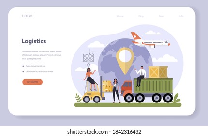 Air freight and logistic industry web banner or landing page. Cargo transportation service. Idea of shipment and distribution.. Isolated flat illustration