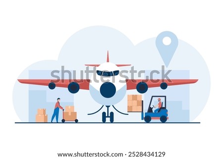 Air Freight Plane Preparing for Global Transportation. Efficient International Cargo Shipping Solutions, Worldwide Freight Logistics.