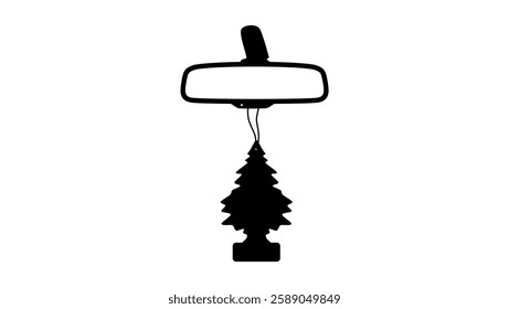 air freshener on Car rearview mirror, black isolated silhouette