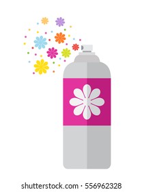 Air Freshener Spray Bottle With Floral Scent. Flat Vector Illustration Isolate On A White Background. Icon For Web