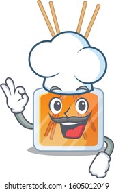 Air freshener sticks cartoon character wearing costume of chef and white hat