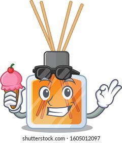 Air freshener sticks mascot cartoon design with ice cream