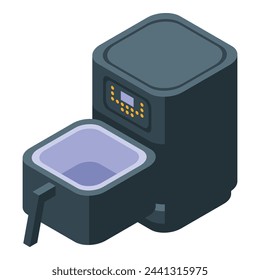 Air fry icon isometric vector. Home cook. Grill machine