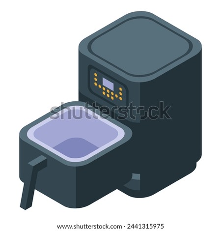 Air fry icon isometric vector. Home cook. Grill machine