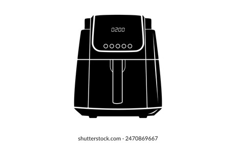 Air fryer, black isolated silhouette