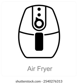 Air Fryer and cooking icon concept