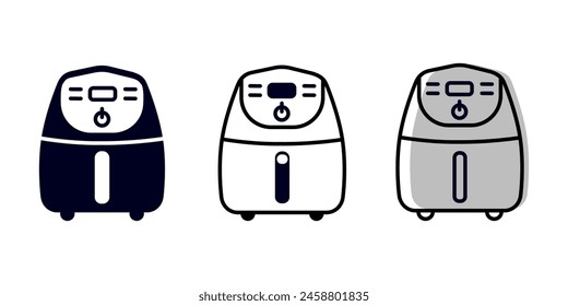 Air Fryer Icons, Set kitchen vector sign. Line, glyph, color.