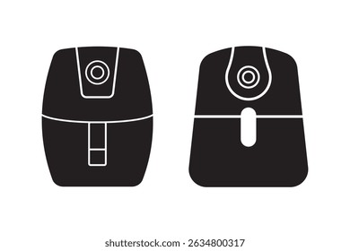 Air fryer icons set outline vector. Fried bakery. Food to cook. Healthy chip-based foods. Kitchen vector