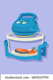 herramienta de cocina de freidor de aire, utensilios de cocina, ilustración vectorial, plano, cocina aislada, parrilla aero, convección eléctrica, cocina, comida