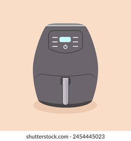 Air fryer kitchen vector flat design isolated on peach background. Fry bakery cook. Healthy chip food.