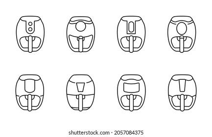 Air fryer kitchen vector icons design isolated on white background.Icon for instruction.Air grill icons editable stroke.
