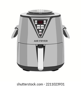 Air Fryer, Kitchenware vector illustration in silver. Semi realistic trendy design style, isolated on white background. Perfect and suitable for many purposes.