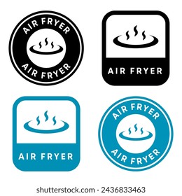 Air Fryer - labels for oven. Vector isolated on white. 