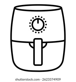 Air fryer line vector icon, representing modern kitchen appliances and healthy cooking