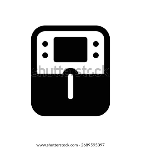 Air fryer. Outlined stroke vector icon with black-filled details.