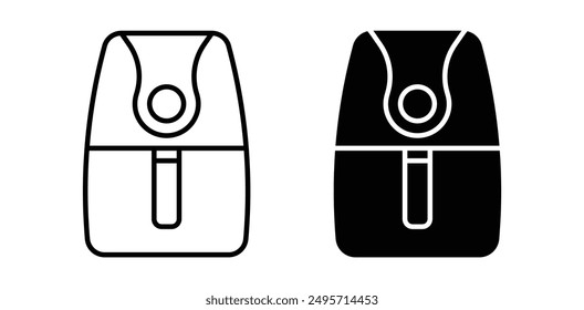 air fryer vector icon set in black color.