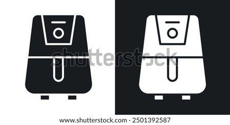 air fryer vector icon set in black color.