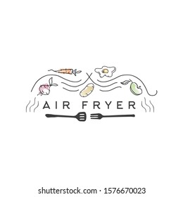 Air fryer vector logo. Air fryer emblem. Air fryer illustration