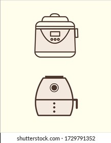 air fryer vector, rice cooker vector