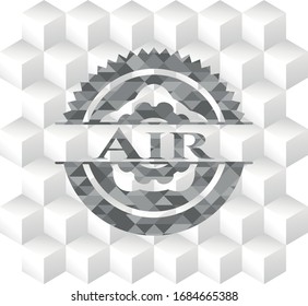 Air grey badge with geometric cube white background